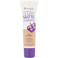 Rimmel London, Жидкий тональный мусс Stay Matte, оттенок 200 светло-бежевый, 30 мл