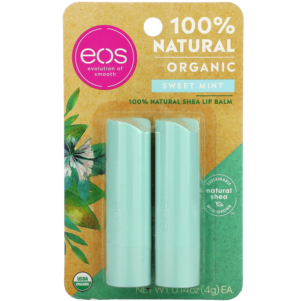 EOS, 100% органический натуральный бальзам для губ с маслом ши, сладкая мята, 2 шт. в упаковке, 4 г Киев - фото 2 - id-p558134761