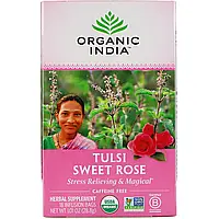 Organic India, чай с тулси, сладкая роза, без кофеина, 18 пакетиков, 28,8 г (1,01 унции) Киев
