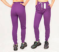 Брюки спортивные женские трикотажные под манжет Kenalin (Фиолетовый XL-2XL)