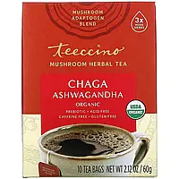 Teeccino, чай из грибов и трав, органическая чага, ашвагандха, «Жидкий ирис», без кофеина, 10 чайных