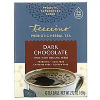 Teeccino, Prebiotic Herbal Tea, органический темный шоколад, без кофеина, 10 чайных пакетиков, 60 г (2,12 Киев