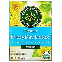 Traditional Medicinals, Organic EveryDay Detox, одуванчик, без кофеина, 16 чайных пакетиков в упаковке, 24 г