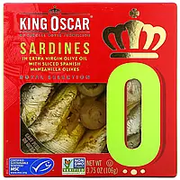 King Oscar, Sardines In Extra Virgin Olive Oil With Sliced Spanish Manzanilla Olives, 3.75 oz ( 106 g) Киев