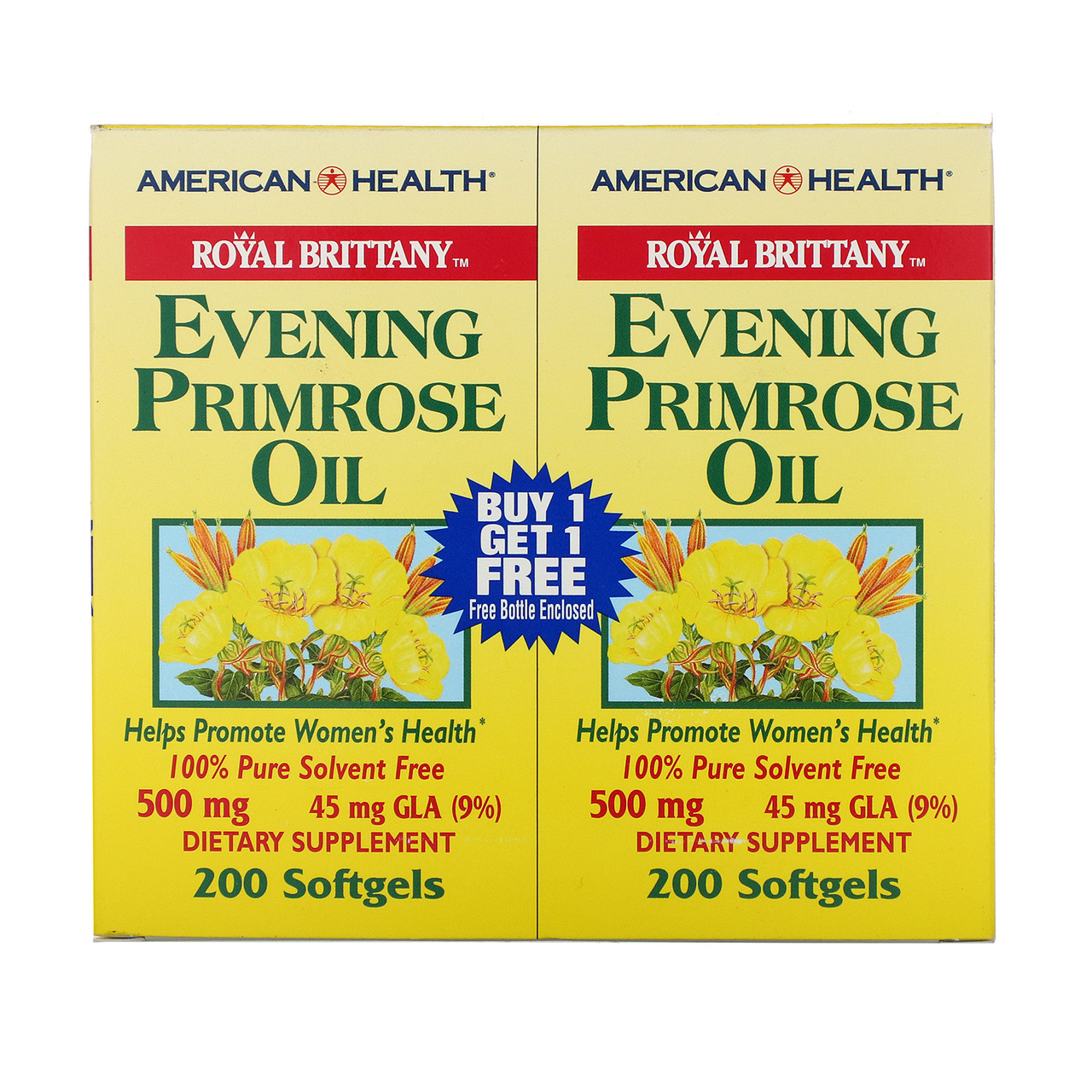 American Health, Масло вечірньої примули Royal Brittany, 500 мг, 2 пляшки по 200 м'яких капсул, Київ