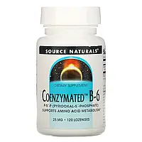 Source Naturals, ферментированный витамин B-6, 25 мг, 120 таблеток для рассасывания