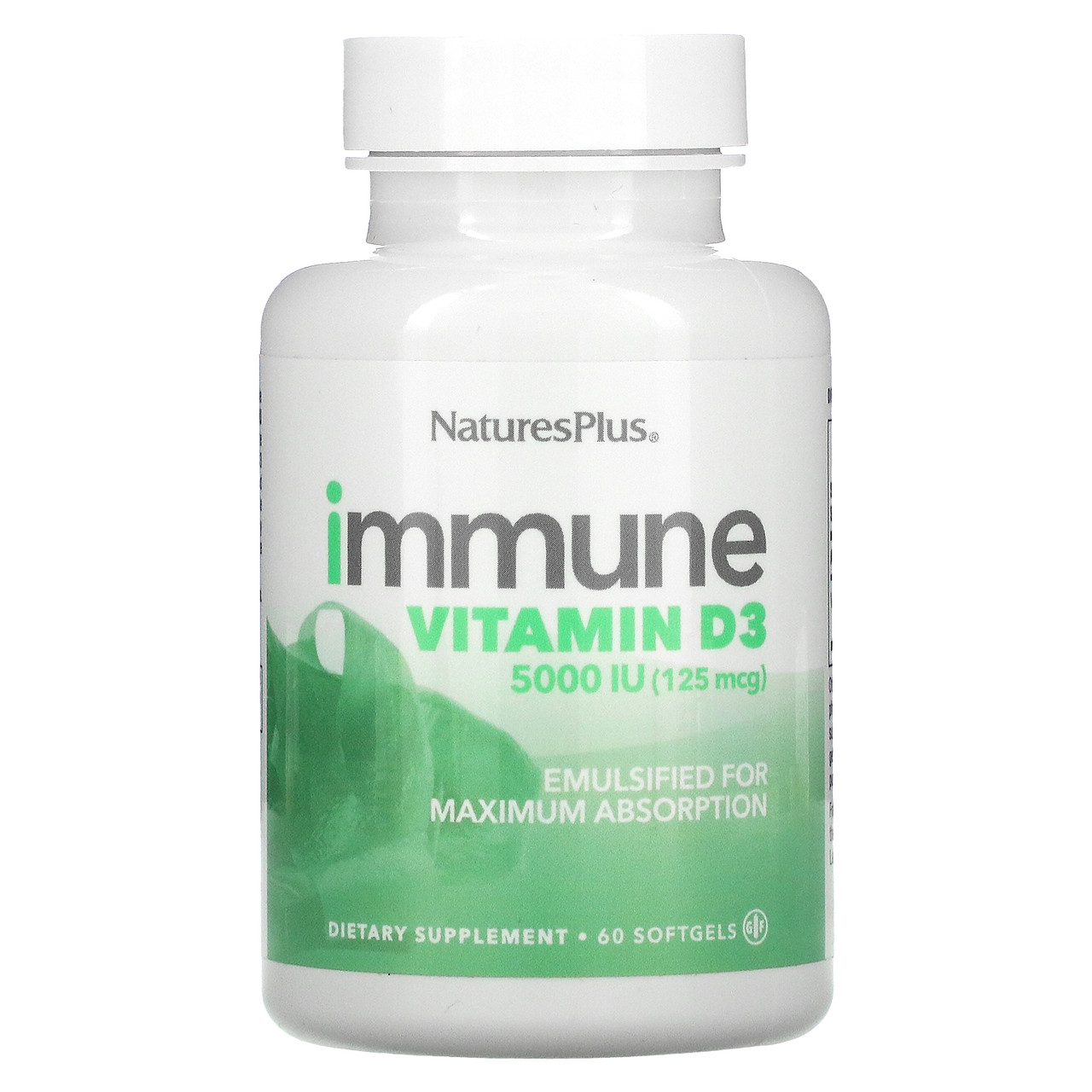 Nature's Plus, Вітамін D3 для імунітету, 125 мкг (5000 МО), 60 м'яких таблеток, Київ