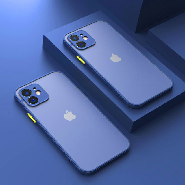 Матовий протиударний чохол для iPhone 12 синій бампер