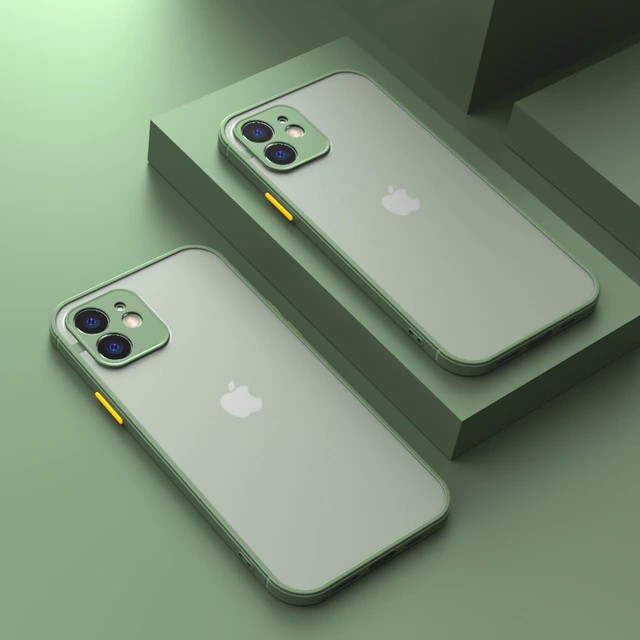 Матовий протиударний чохол для iPhone 11 хакі бампер-захист камери