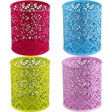 Стакан для ручок (органайзер) металевий Ажурний 3687 кольоровий 9 8х8 см (1/12/96)