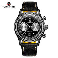 Классические механические мужские наручные часы Forsining Aviator All Black