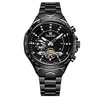 Классические механические мужские наручные часы Forsining F8204 Black-Silver