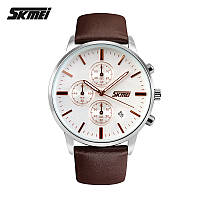 Спортивные мужские часы Skmei 9103WTBN White-Brown водостойкие наручные кварцевые