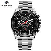 Классические механические мужские наручные часы Forsining 6910 Silver-Black