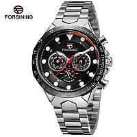 Классические механические мужские наручные часы Forsining 6911 Silver-Black