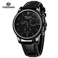 Классические механические мужские наручные часы Forsining 6916 All Black