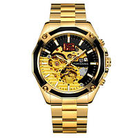 Классические механические мужские наручные часы Forsining GMT 1183 Gold-Black