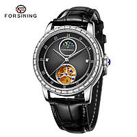 Классические механические мужские наручные часы Forsining 8257 Silver-Black