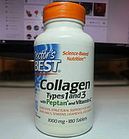 Коллаген для суставов Doctor's Best Collagen Type 1+3 with C 180 таблеток доктор бест