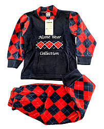 Піжама дитяча 4, 5, 6 років Туреччина тепла байка з довгими рукавами для хлопчика синій (ПЖМ295)