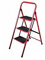 Драбина металева 3 сх. "Сімейна" (стремянка)  h= 0,76 м  червонаТехнолог