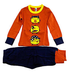 Піжама дитяча 1 рік Туреччина бавовна з довгими рукавами для хлопчика жовтогаряча (ПЖМ5)