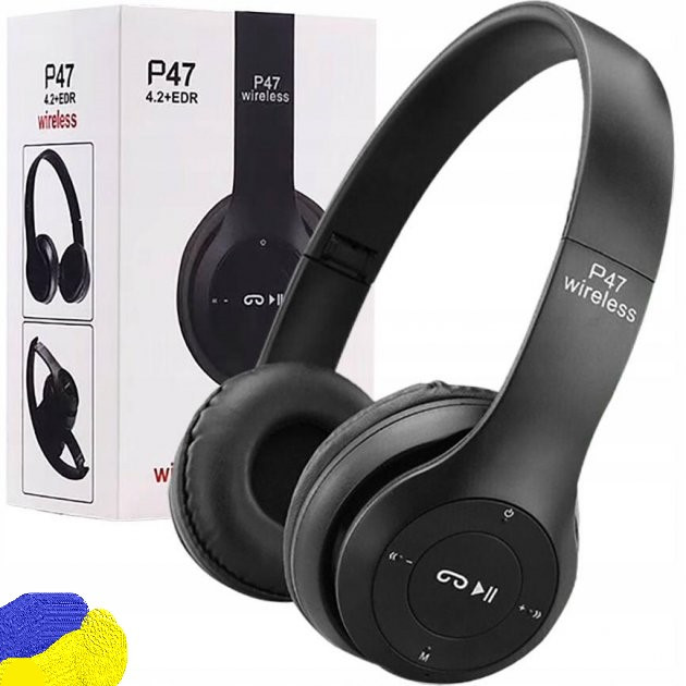 Бездротові навушники BLUETOOTH мікрофон P47 Black