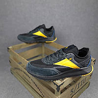 Кросівки чоловічі Reebok Classik чорні з жовтим, Рібок Класік замшеві, Код OD-10909