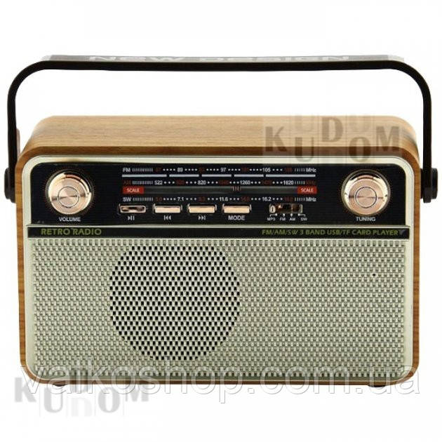 Портативный FM радиоприемник под старину ретро KEMAI 505 BT ФМ радио проигрыватель с флешкой USB на акк - фото 2 - id-p1797251474