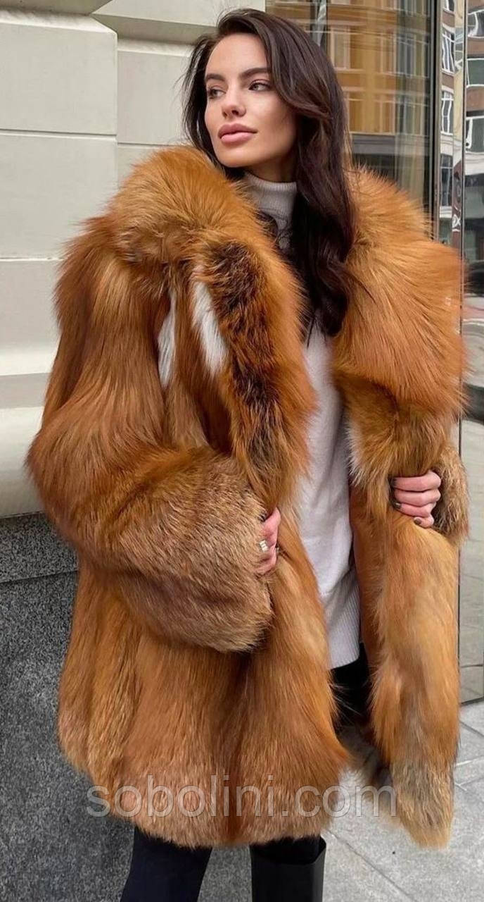 Шикарна шуба з лисиці saga royal furs , англійський комір, фото 1