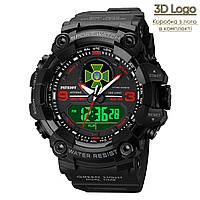Тактичний водонепроникний багатофункціональний годинник Patriot 001RDDPS ДПС Чорні з червоним + Коробка з лого