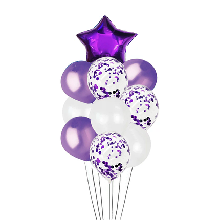 Фонтан з 10 кульок | Бузковий з зіркою, фото 1