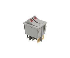 Кнопка Jinghan KCD4 (250V, 16(10)A) подвійна, сіра, 6 контактів