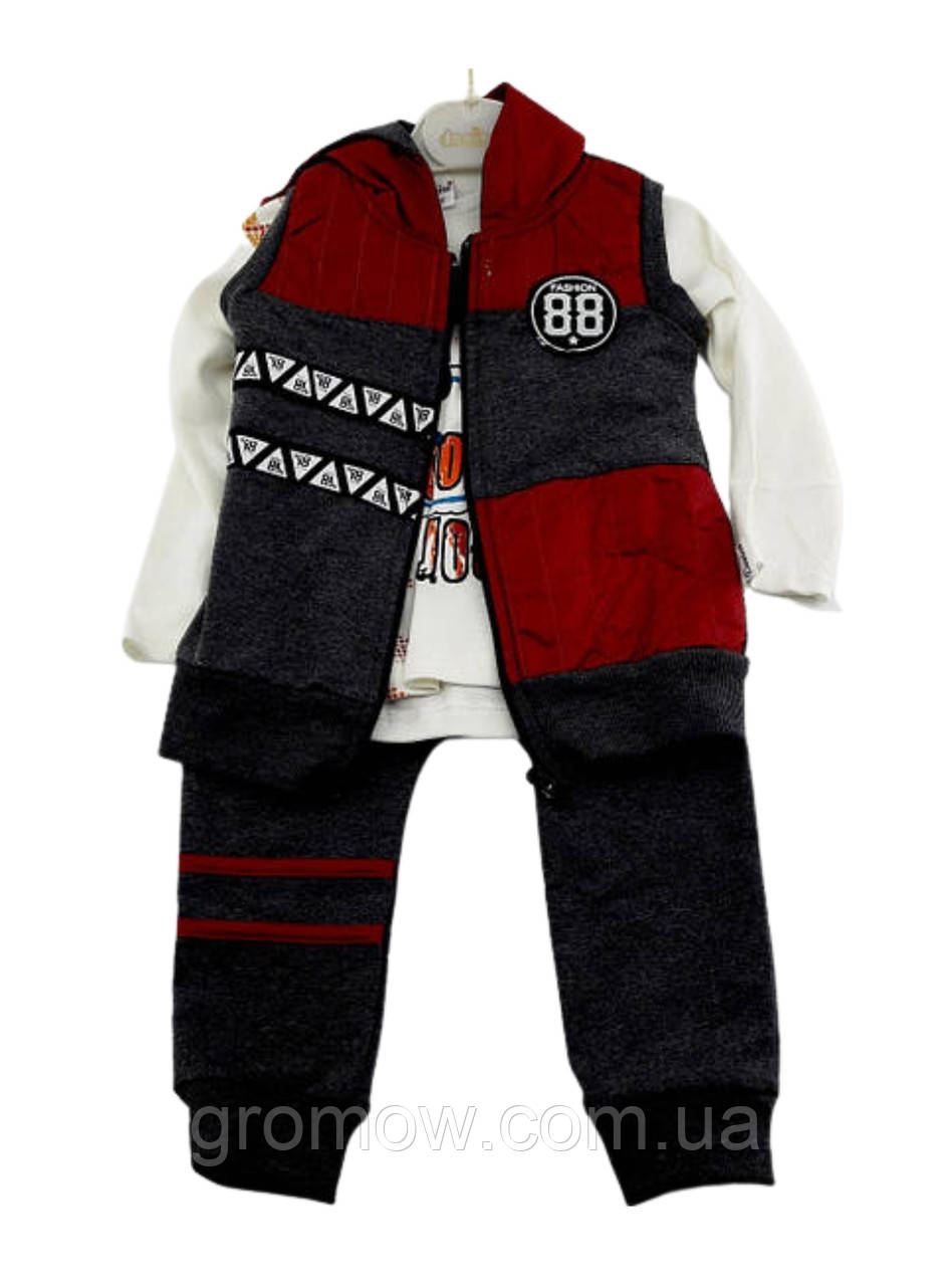 Дитячі костюми 1 рік Туреччина з жилеткою для хлопчика сірий (КДМА71), фото 1