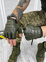 Перчатки тактические беспалые хаки Тактические беспалые перчатки военные олива