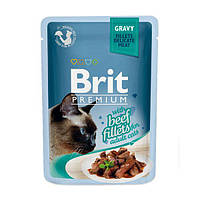Влажный корм Brit Premium Cat pouch филе говядины в соусе 85 г
