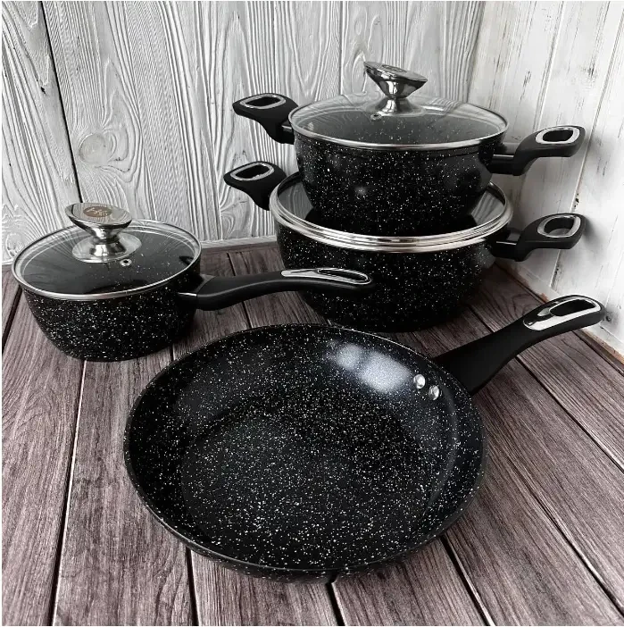 Купить Набор кухонных кастрюль сковорода и сотейник 7 в 1 с гранитным ...