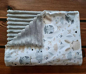 Дитячий плюшевий плед для новонароджених малюків з бавовни в дитячу коляску, ліжко BST Сірий+Молочний