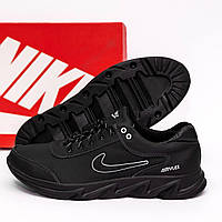 Мужские кожаные кроссовки Nike 46-49 черные