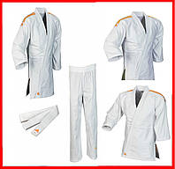 Кимоно для дзюдо серии Club белое с оранжевыми полосами ADIDAS для детей и начинающих спортсменов J350P_WB