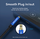 Аудіо кабель Vention Стерео подовжувач TRRS 3,5 мм на 3,5 мм mini jack позолочені роз'єми з підтримкою мікрофона 24K 1.5 м Чорний, фото 3