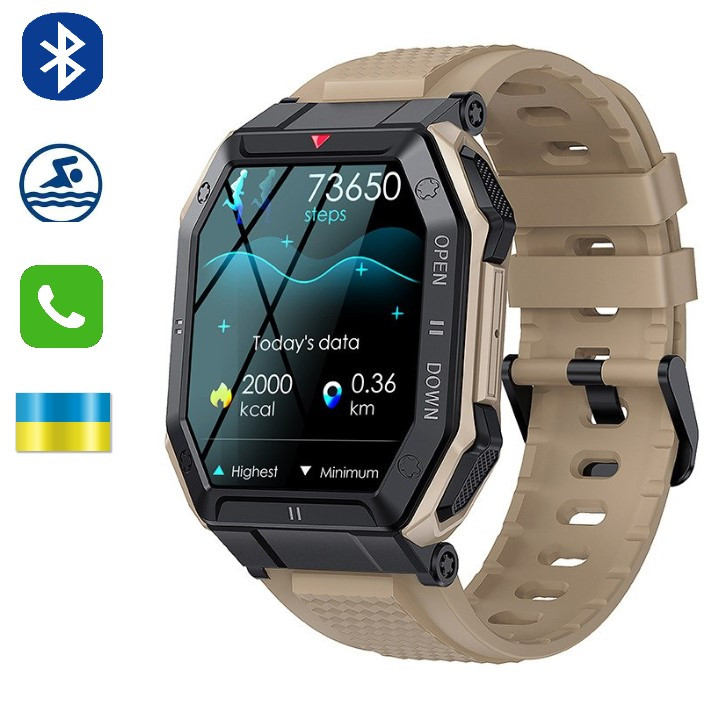 Розумний смарт годинник тактичний чоловічий Modfit Smart Watch, багатофункціональний смарт годинник водонепроникний