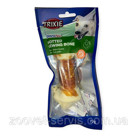 Ласощі натуральні Trixie Denta Fun Knotted Chicken Chewing Bone смачна кісточка з курячим філе для собак15 см 70 г, фото 1