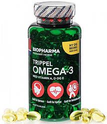 Риб'ячий жир з Омега 3 Biopharma Trippel Omega-3 144 капсули виробництва Норвегія. Оригінальний продукт.