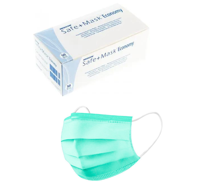 Медичні маски 3-шарові зелені Medicom 50 шт/уп, фото 1