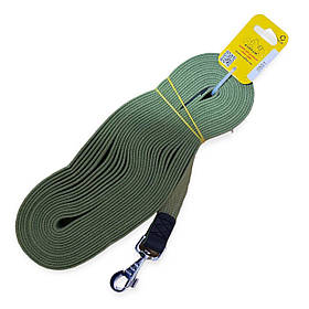 Повідець брезентовий для собак ширина 25 мм довжина 10 метрів зелений Collar бавовняна тасьма 0501