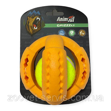 Іграшка для собак і цуценят тенісний м’яч L жовтий AnimAll GrizZzly 9536, фото 1