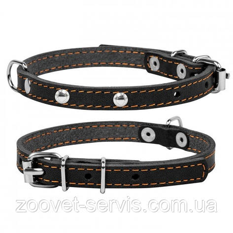 Нашийник одинарний Collar з прикрасою (довжина 24-32 см, ширина 12 мм) Чорний, фото 1
