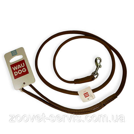 Повідець круглий шкіряний для собак коричневий Collar WAUDOG Soft, XS, 04916, фото 1