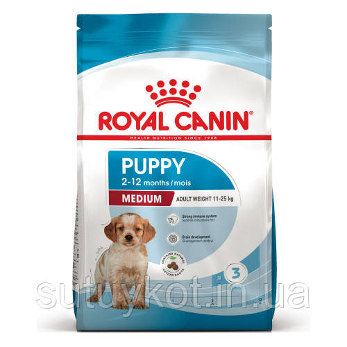 Royal Canin Medium Puppy Роял Канін медіум паппі корм для цуценят середніх порід, 15 кг